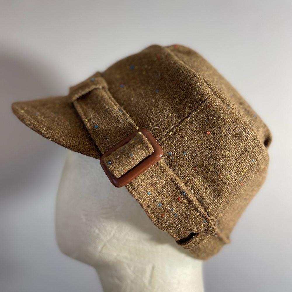 Y2K Speckled‎ Tweed Hat Short Bill Buckle Cap